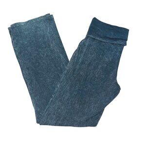 Chatoyant Fold-Over Waist Flare Leg Pants Sz Large Blue Soft Stretchy Comfy Yoga